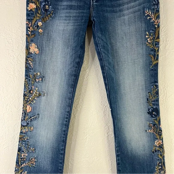 DRIFTWOOD Blue Embroidered Bootcut Jeans with Floral Accent - Picture 9 of 16